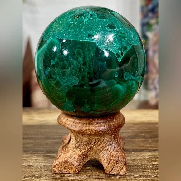 2155 Malachite Crystal Sphere - Picture 9 of 11
